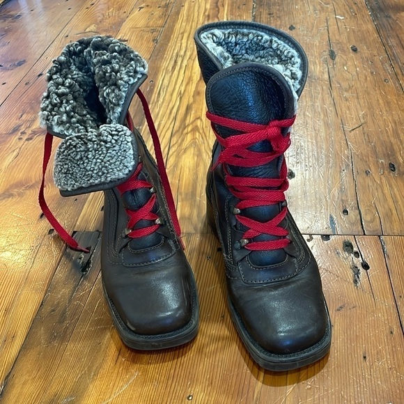 L.L. Bean Shoes - LL Bean Red Lace Up Brown Boots Size 8